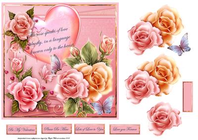 Valentine Rose 7x7 Card with Decoupage