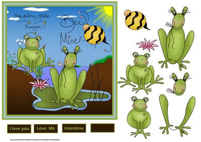 Little Froggie Hop Along Over 7x7 Card and Decoupage