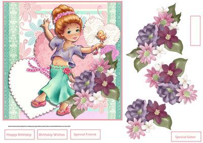 Springtime 7x7 Card with Decoupage