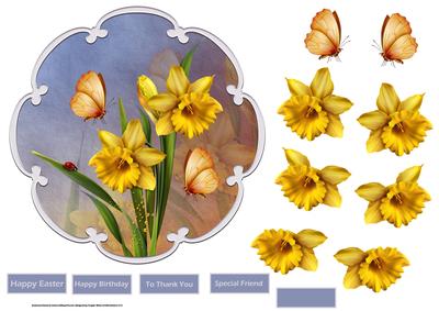 Golden Daffodils 7x7 Shaped Card