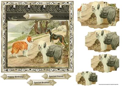 Dog Pals 7x7 Card with Pyramids and Sentiment