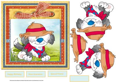 Dog in Fancy Dress 7x7 Card with Decoupage