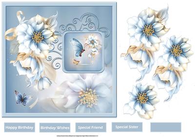 Winter Florals 7x7 Card with Decoupage
