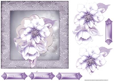 Delicate Florals 7x7 Card with Decoupage