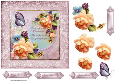 Peach Rose with Verse 7x7 Card and Decoupage