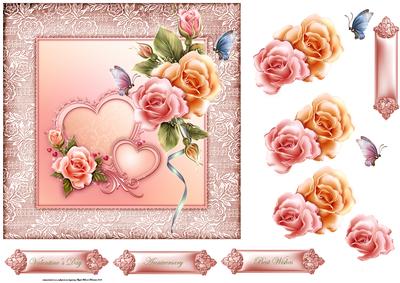 Two Hearts as One 7x7 Card with Decoupage