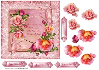 Rose Romantic with Verse 7x7 Card