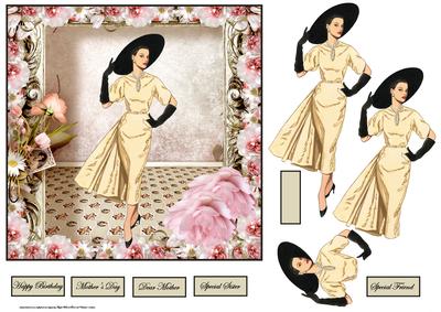 Lady of Fashion 7x7 Card with Decoupage
