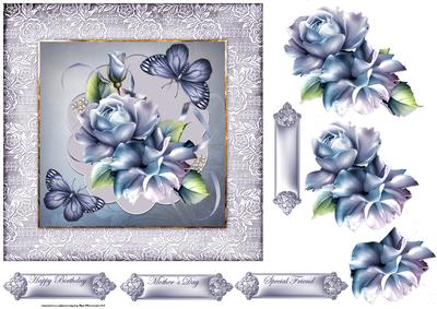 Butterfly and Roses 7x7 Card and Decoupage
