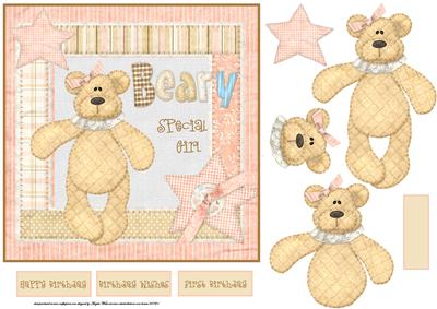 Bear Birthday 7x7 Card with Decoupage