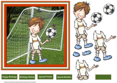 A Game of Football 7x7 Card with Decoupage