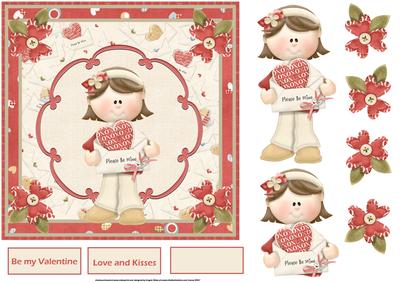 Please Be My Valentine 7x7 Card with Decoupage