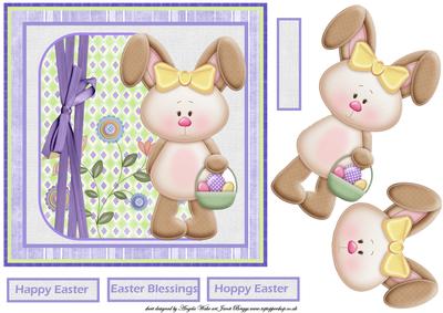 Easter Rabbit and Eggs 7x7 Card