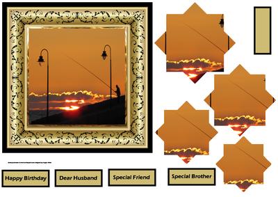 Fishing at Sunset 6x6 Card with Pyramid Layers