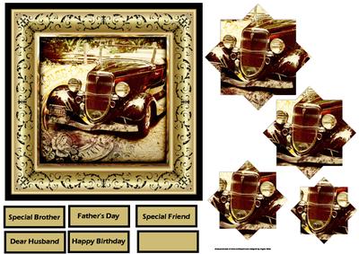 Vintage Car 6x6 Card with Pyramid Layers