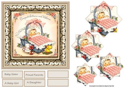 A Baby Girl 6x6 Card with Pyramid Layers