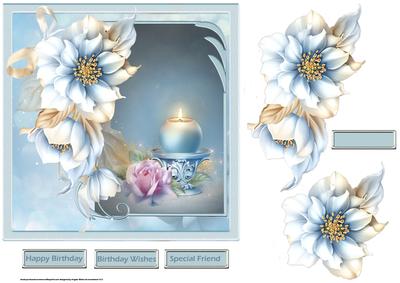Candles and the Rose 7x7 Card with Decoupage