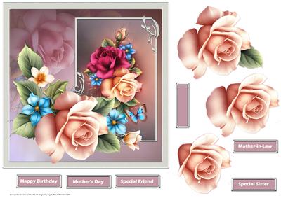Summer Rose 7x7 Card with Decoupage