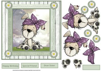 Polka Dot Bella 7x7 Card with Decoupage