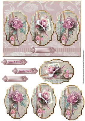 Vintage Flowers Panel Card