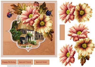 The Cottage Garden 7x7 Card with Decoupage