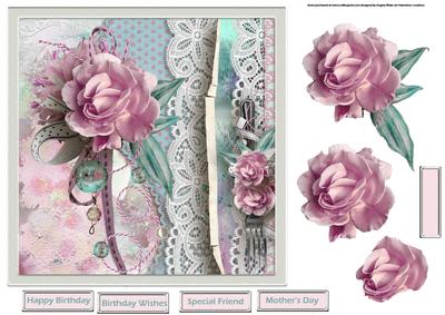 Mother's Day Rose 7.5 Card with Decoupage
