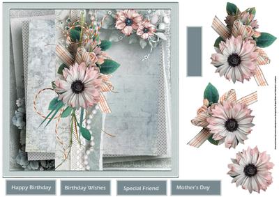 Pink Daisy 7.5 Card with Decoupage