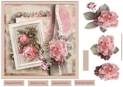 Vintage Rose 7.5 Card with Decoupage
