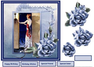 Waiting for Her Visitor 7x7 Card with Decoupage