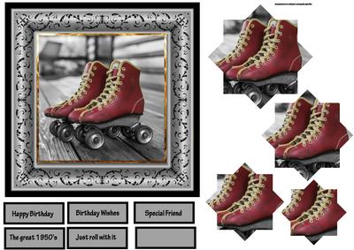 Rollerboots 6x6 Card Pyramid with Sentiment Tags