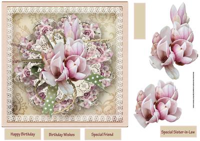 Pink Flower 7.5 Card and Large Decoupage