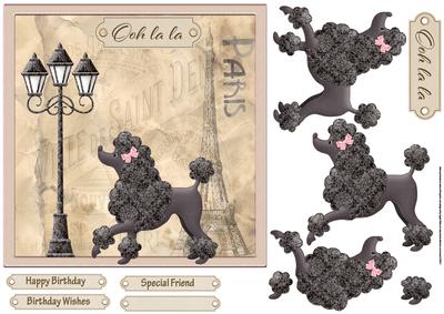 The Poodle in Paris 7x7 Card with Decoupage