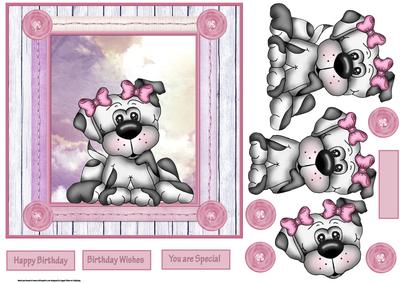 Macey the Puppy 7x7 Card with Decoupage