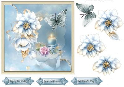 Candle Glow and Rose 7x7 Card with Decoupage