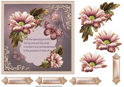 Dahlias for Mother 7x7 Card with Decoupage