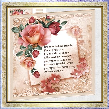 Friendship Rose 7.5 Card with Decoupage