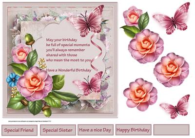 Birthday Camellias Card and Verse