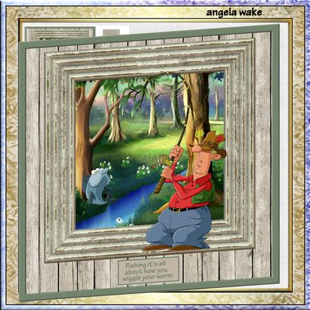 A Good Day for Fishing 8x8 Card with Decoupage