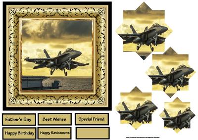 Jet Fighter Plane 6x6 Card and Pyramid