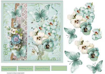 Vintage Pansy 7x7 Card with Decoupage