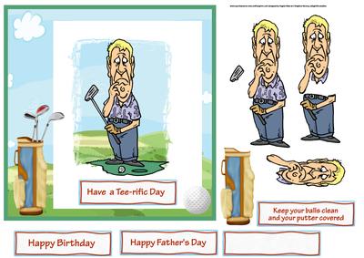 Puzzled Golfer 7x7 Card and Decoupage