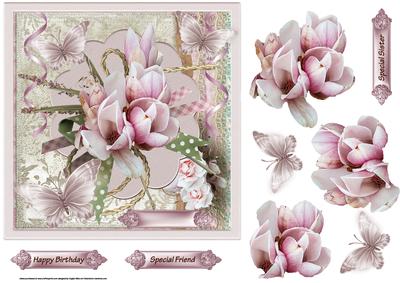 Lotus Flower 7x7 Card with Decoupage