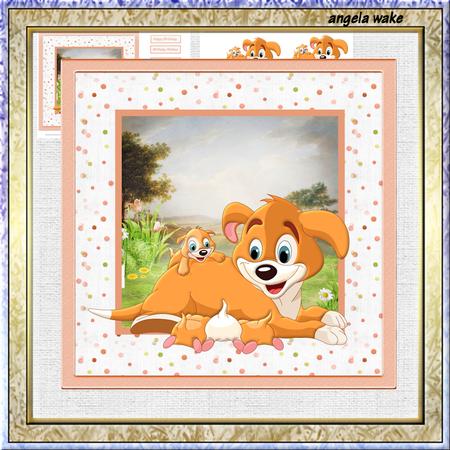Mother with Her Puppies 7.5x7.5 Card