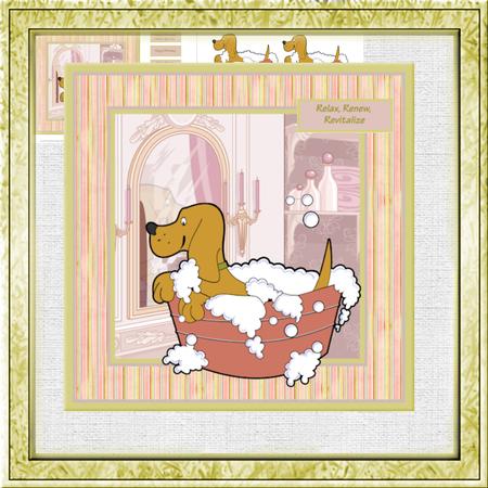 Doggy Pamper Day 7.5x7.5 Card with Decoupage