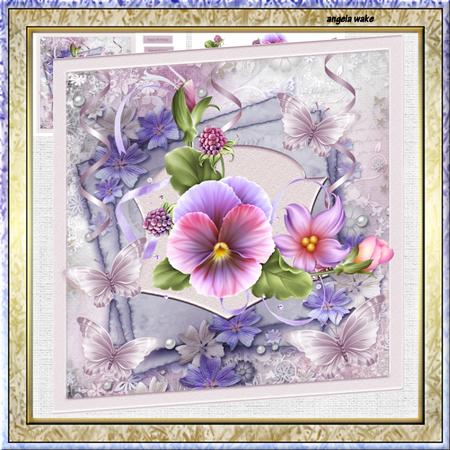 Summer Pansy 7.5x7.5card with Decoupage