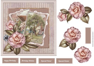 Country Cottage 7x7 Card with Decoupage
