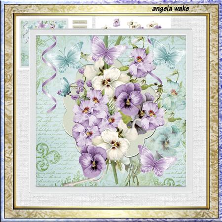 Vintage Purple and White Pansy 7.5 X7.5 Card