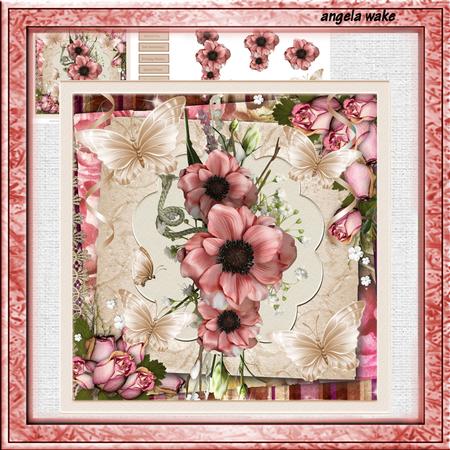 Pink Vintage Poppy 7.5 X7.5 Card and Decoupage