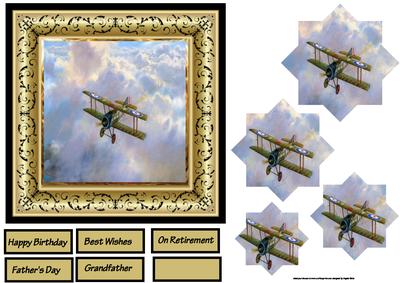 Raf Biplane 6x6 Card with Pyramage