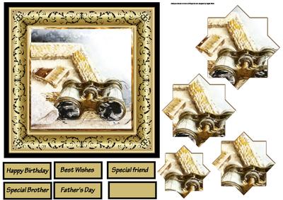 Vintage Binoculers 6x6 Card with Pyramid